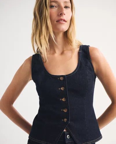 Abercrombie & Fitch Scoopneck Tie-back Denim Vest In Blue