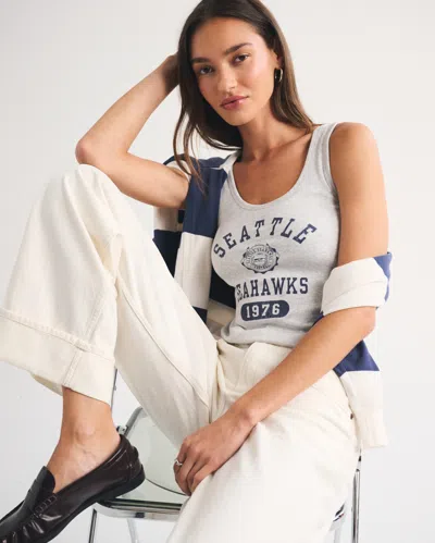 Abercrombie & Fitch Seattle Seahawks Bra-free Rib Scoopneck Tank In White