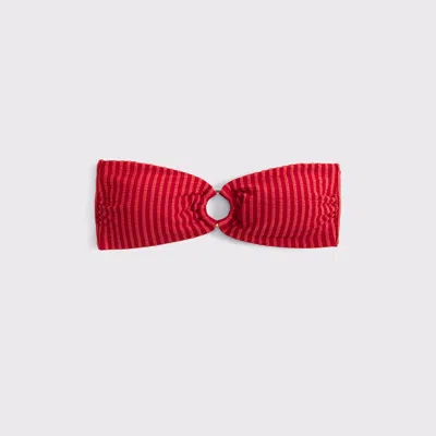 Abercrombie & Fitch Seersucker Bandeau Bikini Top In Red