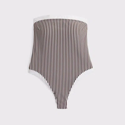 Abercrombie & Fitch Seersucker Marina One-piece Swimsuit In Black