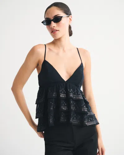 Abercrombie & Fitch Sequin Tiered Cami In Black