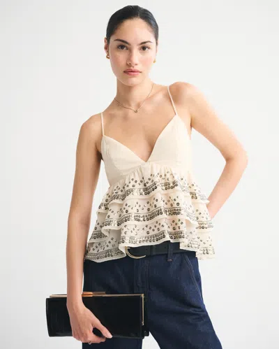 Abercrombie & Fitch Sequin Tiered Cami In Neutral