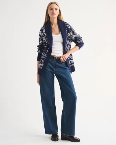 Abercrombie & Fitch Shawl Collar Cardigan In Blue