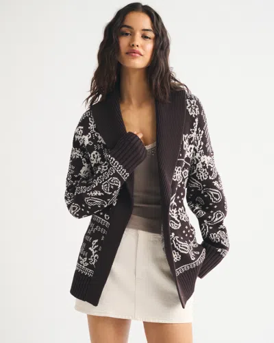 Abercrombie & Fitch Shawl Collar Cardigan In Brown