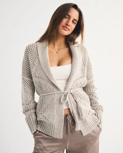 Abercrombie & Fitch Shawl Collar Cardigan In Neutral