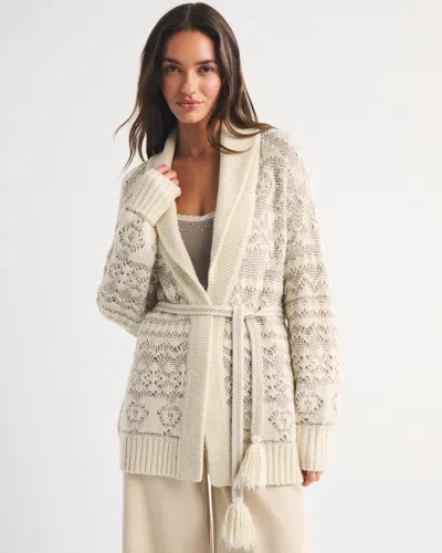 Abercrombie & Fitch Shawl Collar Wrap Cardigan In Brown