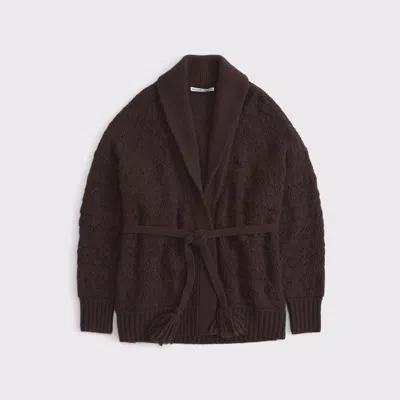 Abercrombie & Fitch Shawl Collar Wrap Cardigan In Brown