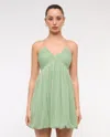 Abercrombie & Fitch Sheer Bubble Hem Mini Dress In Green