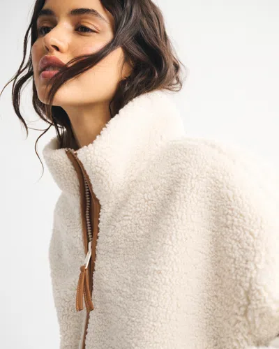 Abercrombie & Fitch Sherpa Full-zip Jacket In Brown