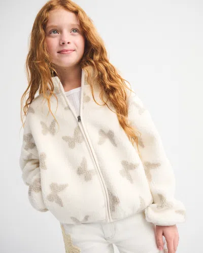Abercrombie & Fitch Kids' Sherpa Full-zip Sweatshirt In White