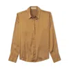 Abercrombie & Fitch Shirt Women's Gold Satin Long Sleeve Button-up Erk928 In Gold