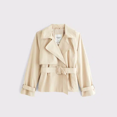 Abercrombie & Fitch Short Belted Trench Coat In White
