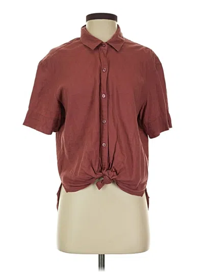 Pre-owned Abercrombie & Fitch Short Sleeve Button Down Shirt In Burgundy