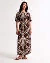 Abercrombie & Fitch Short-sleeve Cutout Maxi Dress In Brown