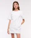 Abercrombie & Fitch Short-sleeve Linen-blend Button Mini Dress In White