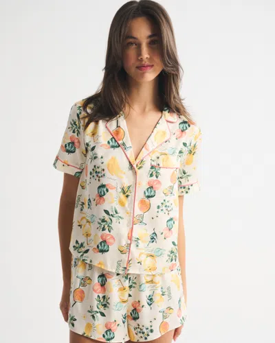 Abercrombie & Fitch Short-sleeve Satin Sleep Shirt In Multi