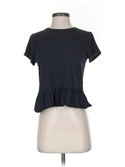 Pre-owned Abercrombie & Fitch Short Sleeve Top Black Ruffles Neckline Tops