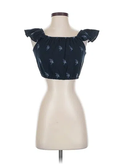 Pre-owned Abercrombie & Fitch Short Sleeve Top Blue Sweetheart Neckline Tops