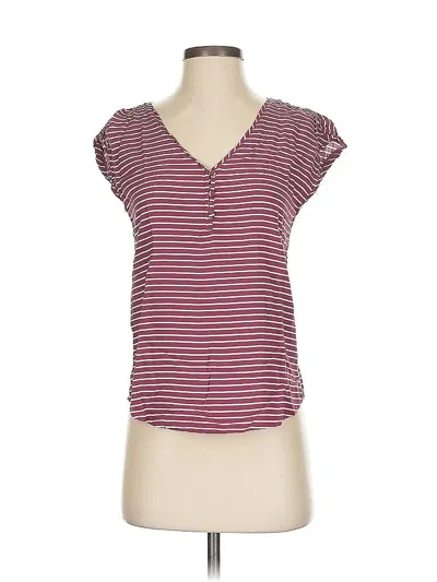 Pre-owned Abercrombie & Fitch Short Sleeve Top Burgundy V Neck Tops