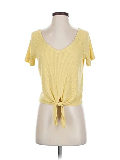 Pre-owned Abercrombie & Fitch Short Sleeve Top Yellow Scoop Neck Tops