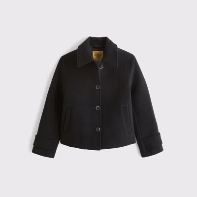 Abercrombie & Fitch Short Wool-blend Coat In Black