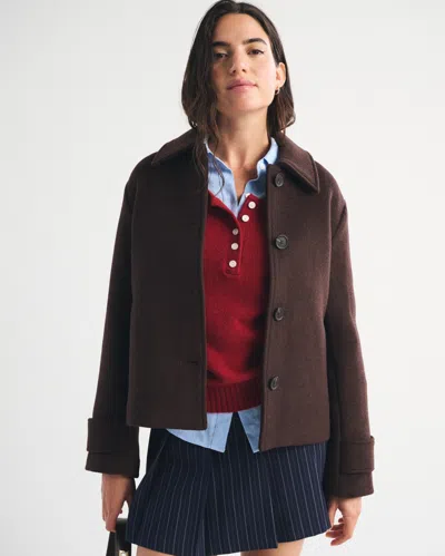 Abercrombie & Fitch Short Wool-blend Coat In Brown