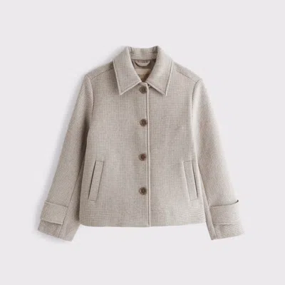 Abercrombie & Fitch Short Wool-blend Coat In Neutral