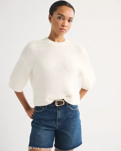 Abercrombie & Fitch Short-sleeve Boxy Sweater Tee In Cream