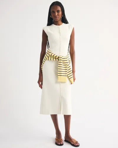 Abercrombie & Fitch Short-sleeve Button-through Sweater Midi Dress In Multi