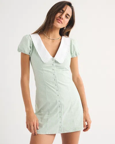 Abercrombie & Fitch Short-sleeve Collared Mini Dress In Multi