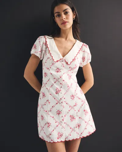 Abercrombie & Fitch Short-sleeve Collared Mini Dress In Multi