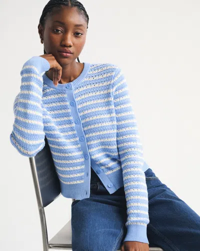 Abercrombie & Fitch Shrunken Crew Cardigan In Blue