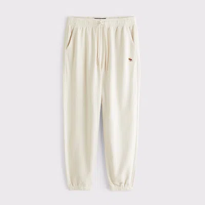 Abercrombie & Fitch Signature Icon Terry Cinched Sweatpant In White