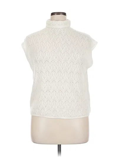 Pre-owned Abercrombie & Fitch Sleeveless Top Ivory High Neck Tops In White