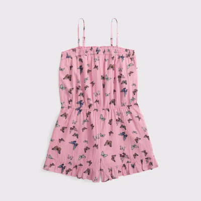 Abercrombie & Fitch Kids' Smocked Tube Top Romper In Pink