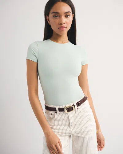 Abercrombie & Fitch Snatched Seamless Tee Bodysuit In Green