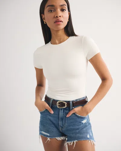 Abercrombie & Fitch Snatched Seamless Tee Bodysuit In White