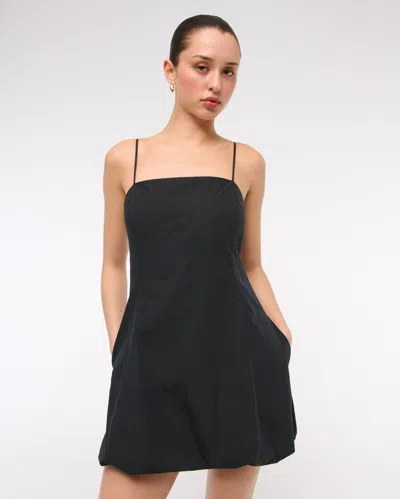 Abercrombie & Fitch Squareneck Bubble Hem Mini Dress In Black