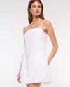 Abercrombie & Fitch Squareneck Bubble Hem Mini Dress In White