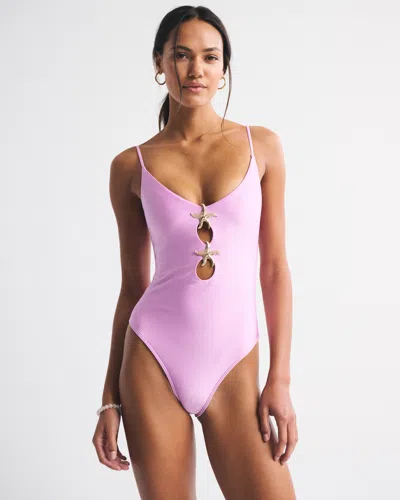 Abercrombie & Fitch Starfish Cutout One-piece Swimsuit In Pink