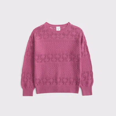 Abercrombie & Fitch Kids' Stitched Crew Sweater In Pink
