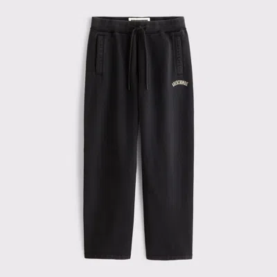 Abercrombie & Fitch Straight Open-hem Logo Sweatpant In Black
