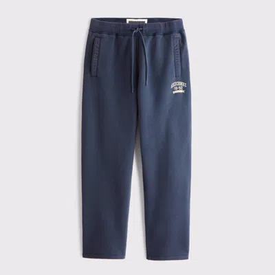 Abercrombie & Fitch Straight Open-hem Logo Sweatpant In Blue