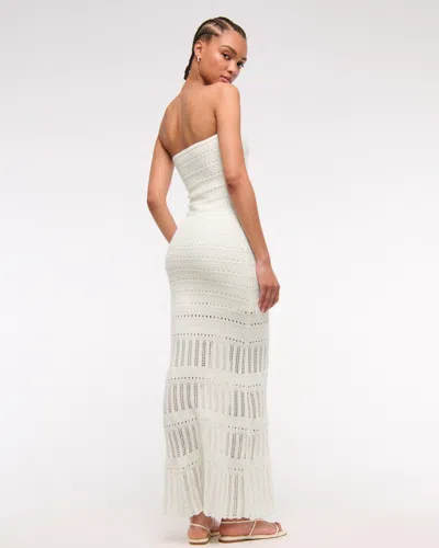 Abercrombie & Fitch Strapless Crochet-style Maxi Dress In White