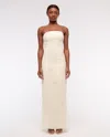 Abercrombie & Fitch Strapless Floral Textured Maxi Dress In White