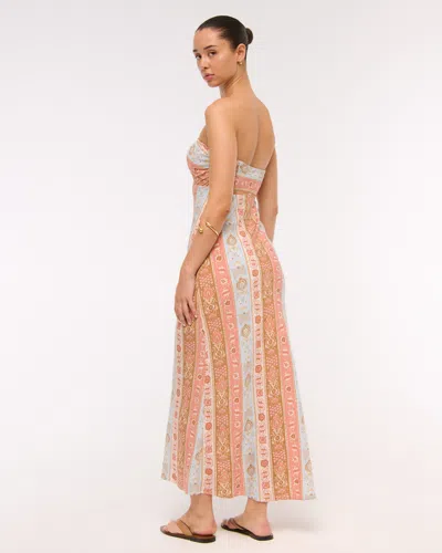 Abercrombie & Fitch Strapless Knotted Maxi Dress In Brown