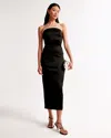 Abercrombie & Fitch Strapless Satin Sculpt Maxi Dress In Black