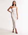 Abercrombie & Fitch Strapless Satin Sculpt Maxi Dress In White