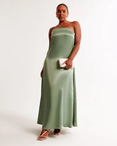 Abercrombie & Fitch Strapless Trapeze Maxi Dress In Green