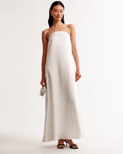 Abercrombie & Fitch Strapless Trapeze Maxi Dress In White
